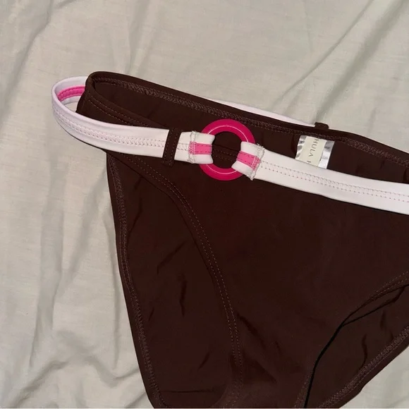 Early 2000s Y2K Hula Honey Brown Bikini Bottom with Pink and White Belt Design - Picture 3 of 10